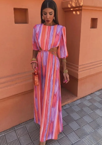 Backless Tie Dye Maxi Dress